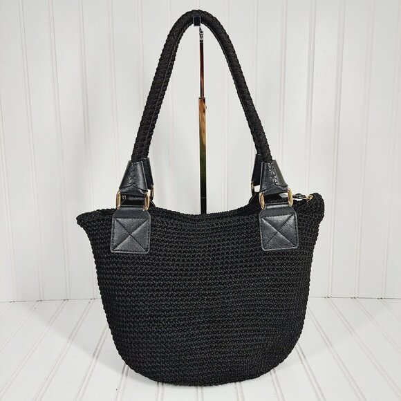 THE SAK Elliott Lucca Black Crochet Shoulder Handbag 0200 - Picture 6 of 15